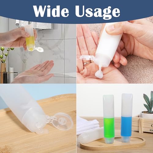 Guduling 12 Stück Reiseflaschen Set,Travel Bottle Set 30ml,Nachfüllbare Behälter Kosmetik,Auslaufsichere Kleine Travel Containers für Spülung,Shampoo,Duschgel,Lotion