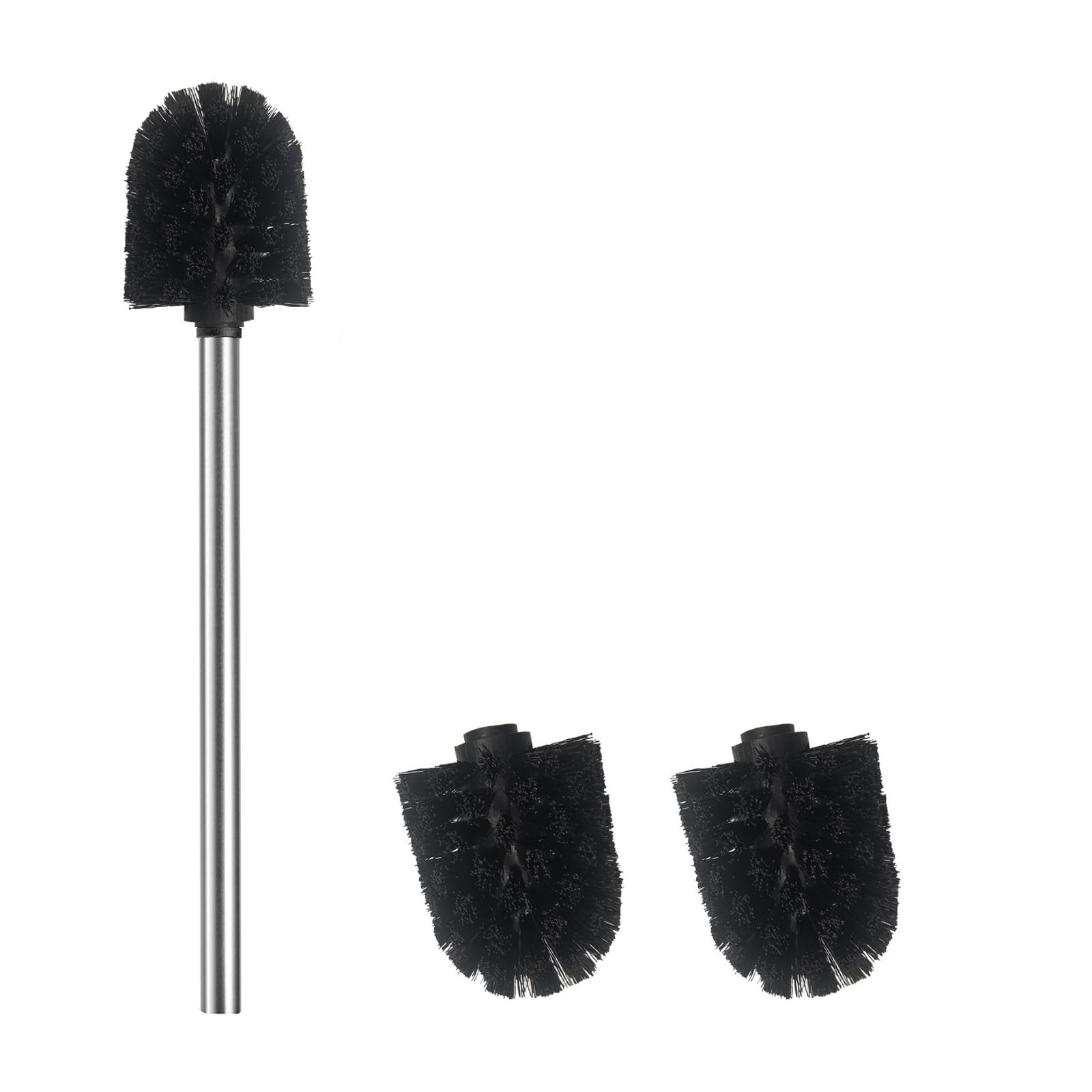 WAVEWO WC-Bürste, WC-Bürsten Mit 2 Bürstenköpfe, 7 cm Durchmesser Klobürste aus 304 Edelstahl für die Badezimmerreinigung (PP, Silbrig)