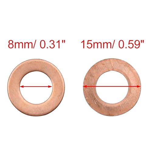 Miniatura 2 de X AUTOHAUX 10 unids 0.315 in diámetro interno arandelas de cobre juntas de sellado plano anillo para coche