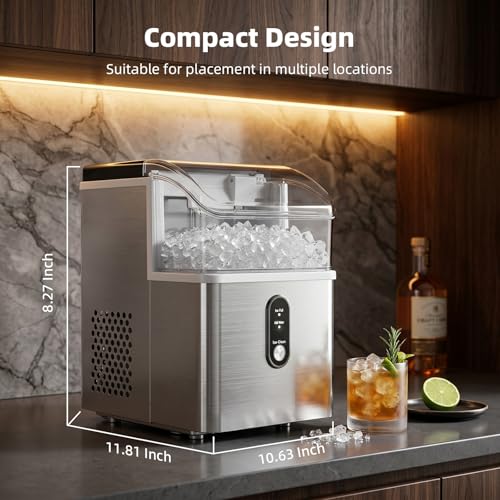 Image of Antarctic Star Nugget Ice Maker Countertop, 35LBS /24H Pebble Ice Machine, Soft Chewable Sonic Ice in 8 Mins, Self-Cleaning Portable Ice Maker with Handle for Home /Office (Stainless Steel Silver) | Soft Chewable Sonic Ice in 8 Mins, Self-Cleaning Portable Ice Maker with Handle for Home /Office (Stainless Steel Silver)