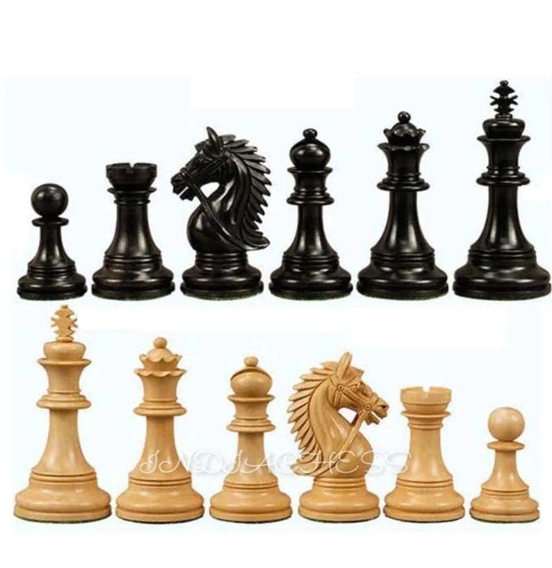 Pièces d'échecs américaines en ébène Staunton de luxe 10,8 cm pour les passionnés de beaux objets