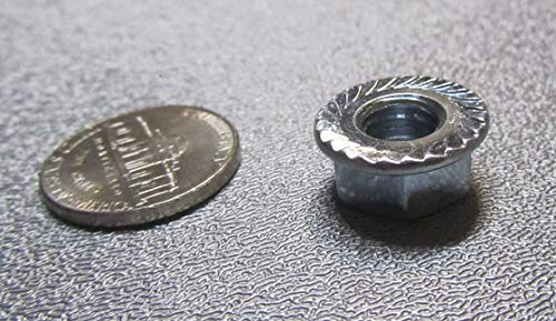 Metric Class 8.8 Zinc Plated Serrated Steel Flange Lock Nuts, M8 x 1.25 Thread x 13mm W x 8mm H, 100 Pcs