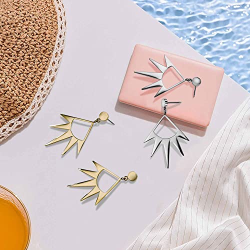 Gumena 18K Gold Planted Earrings For Women Trendy, Hypoallergenic Surgical Stainless Steel Gold Drop/Dangle Earrings, Geometric Statement Earrings For Women Girls Gifts| Gold Star Earrings Dangle #TOP6
