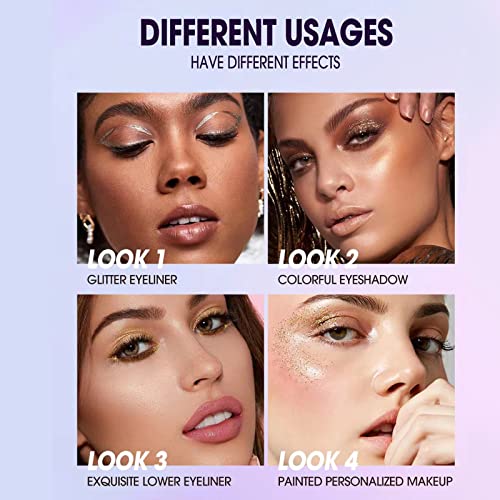 Quxunzzz Liquid Glitter Eyeshadow, Metallic Glitter Shimmer Eye Looks Waterproof Long Lasting Quick-Drying Sparkling Eye Shadow Makeup Liquid Glitter Eyeliner #228 #TOP5