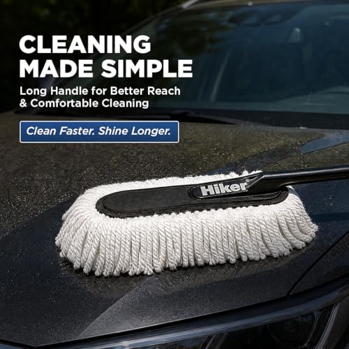Image of Hiker by Varroc Multi-Purpose Car Duster | Wax-Treated Microfiber Brush for Scratch-Free Cleaning | Long Handle, Reusable, Ideal for Car, Truck, SUV & Home Use | Pack of 2 | Wax-Coated Microfiber Brush | Scratch-Free | Long Handle | Reusable | Car, Truck, SUV & Home Use | Easy Dust Removal