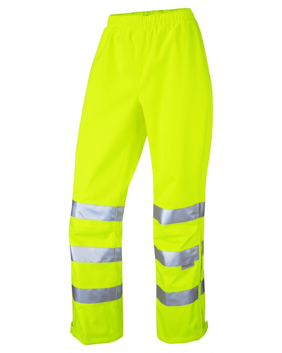 Leo Workwear Hannaford Waterproof ISO 20471 Hi Vis Breathable Ladies Overtrouser, L, Yellow