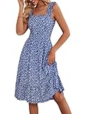 ZABERRY Sun Dresses for Women 2026 Spring Summer Outfits Graduation Casual Navy Blue Floral Corset Petite A Line Spring Womens Cute Clothes