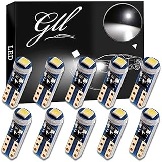 GLL 10pcs White T5 LED Bulbs 74 70 37 17 2721 3528 5mm LED Bulbs 1-3030-SMD for Car Interior Speedometer Dashboard Instrument Gauge Cluster Indicator Light Panel Dash Lamp