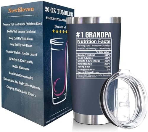 Image of NewEleven Fathers Day Gift For Grandpa - Grandpa Birthday Gifts From Granddaughter, Grandson - Unique Birthday Present Ideas For Grandfather, Promoted To Grandfather - 20 Oz Tumbler Navy