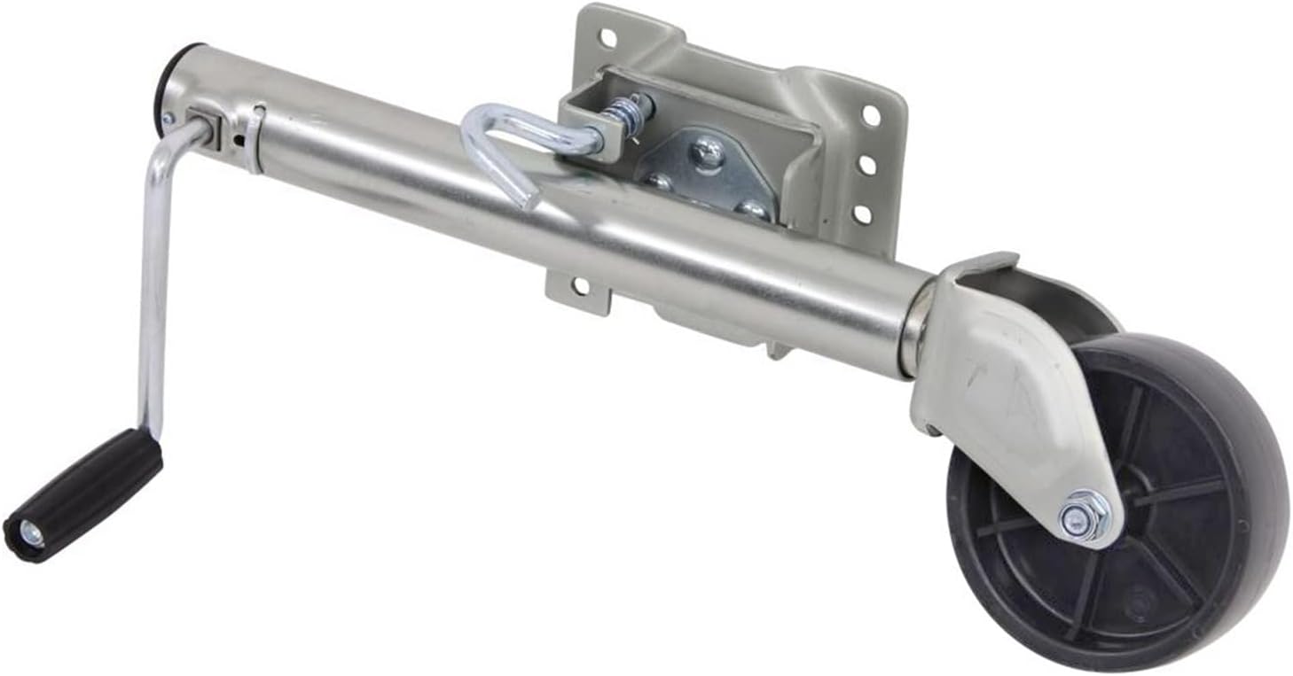 Manual Jack 6 Inch Solid Wheel Sidewind Round Swivel Trailer Jack with Bolt On Capacity 540KG Jockey Wheel Boat RV Parts Accessories Trolley Jack(Black-S