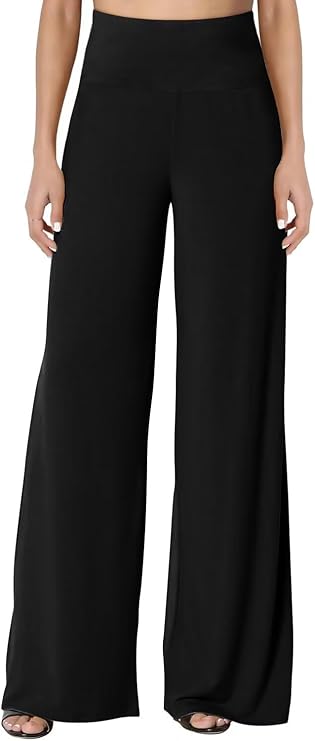 JZC Women's Palazzo Lounge Pants Stretchy Wide Leg Casual Pants Comfy High Waist Flowy Pants S-3XL