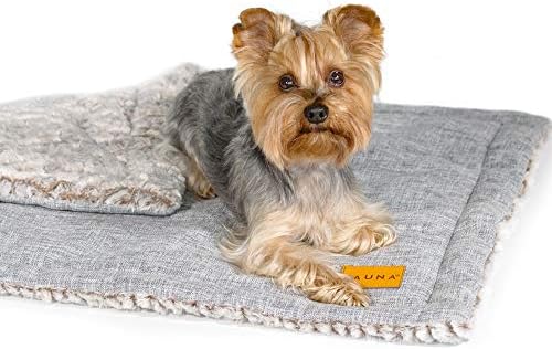 Fauna® Dog Cat Puppy Luxury Soft Warm Grey/Check Reversible Fleece Blanket Throw Pad (87 x 64cm) (Grey)