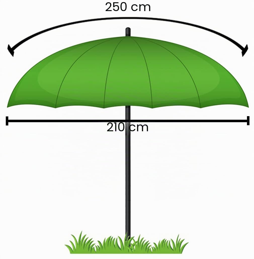 NECO 15027 Parapluie de pêche, diamètre : 250 cm, avec cape, support de parasol et piquets, protection contre la pluie, le vent et les rayons UV, pour 4 hommes et bagages à la carpe + étui gratuit,
