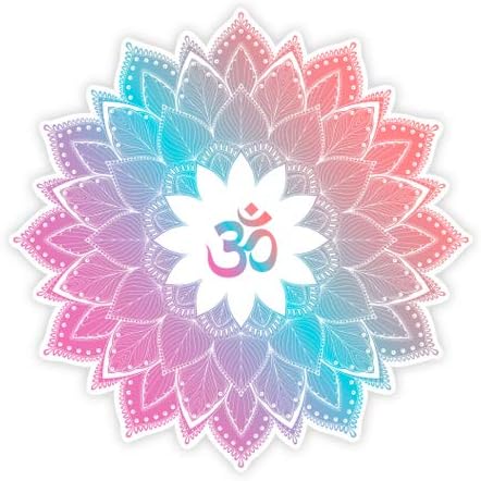 Mandala Om Yoga Gradient - 3 Vinyl Sticker - for Car Laptop I-Pad Phone Helmet Hard Hat - Waterproof Decal
