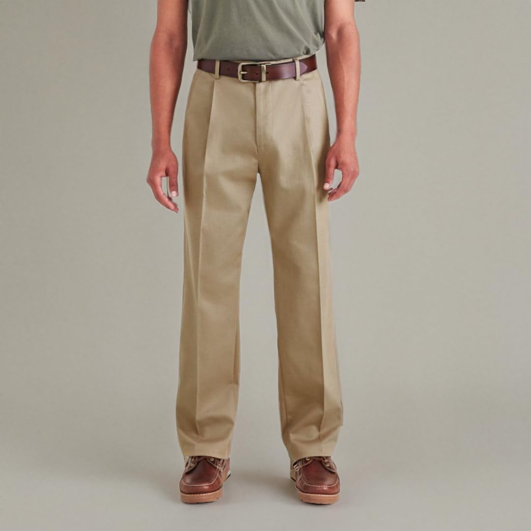 Relaxed Fit Signature Iron Free Khaki with Stain Defender Pants - Pleated - Image 4