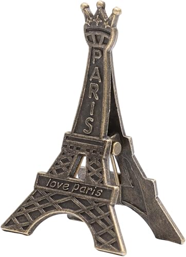 Tofficu Soporte en miniatura para escritorio, estilo vintage, torre Eiffel, decoración de metal, soporte para notas, soporte para números de mesa,