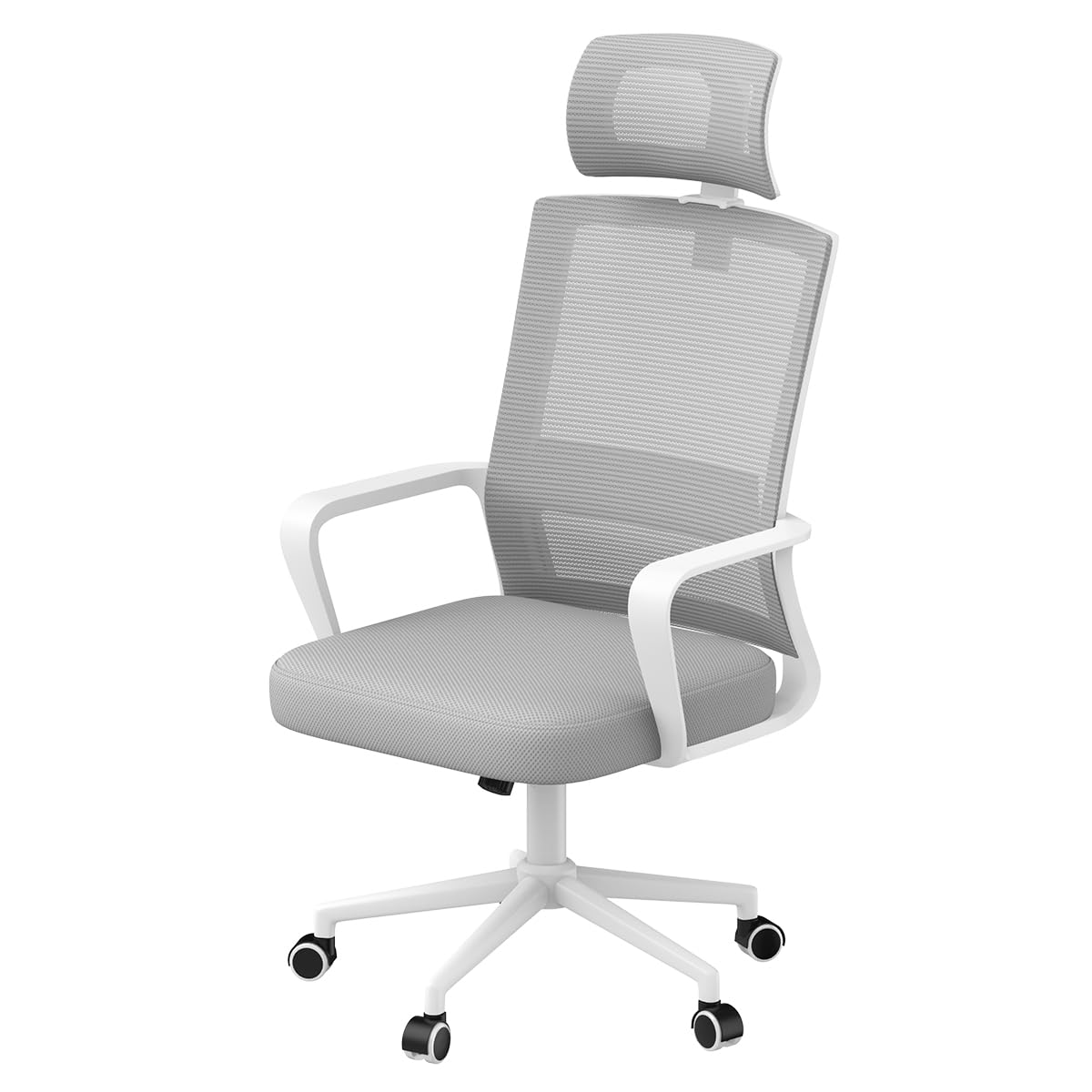 naspaluro Sedia da Ufficio Ergonomica con Supporto Lombare, Poltrona da Ufficio in Rete Traspirante, Regolabile in Altezza di 10 cm, Grigio