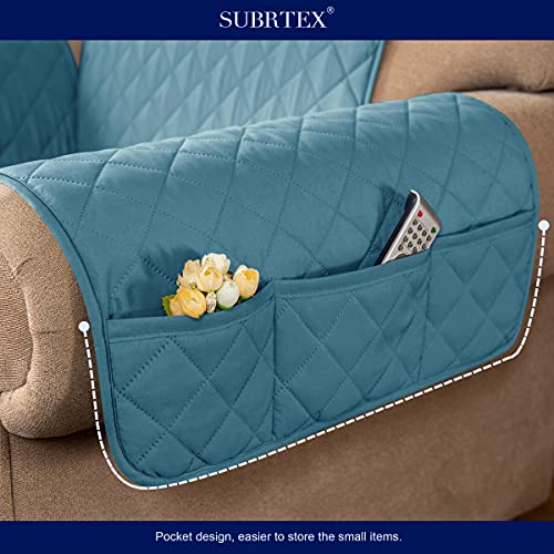 Subrtex Chair Cover Reversible Sofa Couch Slipcover Quilted Furniture Protector With Elastic Straps Washable Armchair For Living Room For Kids Pets (Chair, Teal) #TOP4