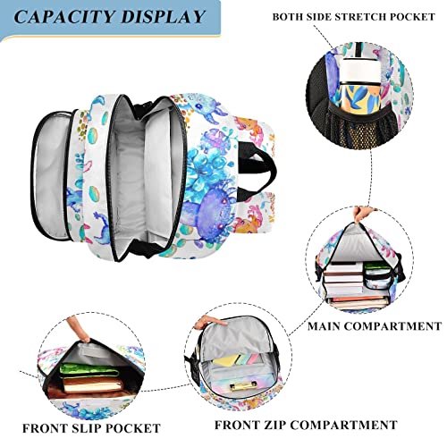 Watercolor Cute Axolotl Backpack Lightweight Laptop Backpack School Bag Student Travel Daypack with Reflective Stripes4