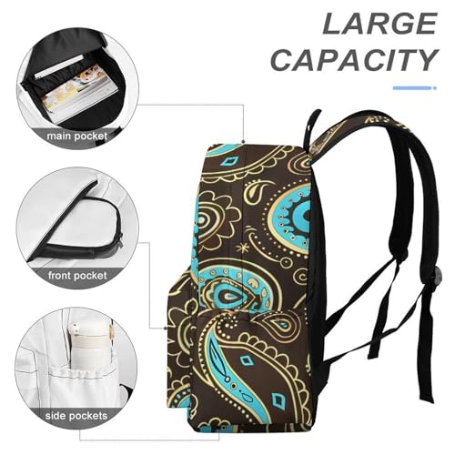 Brown Paisley Pattern Funny Backpack Daily Casual Daypack Travel Mini Bag with Adjustable Strap Style-174