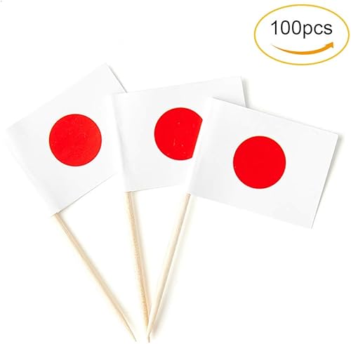 Miniatura 3 de Bandera de Japón, palillo de dientes pequeño, mini banderas, decoraciones para cupcakes (100 piezas)