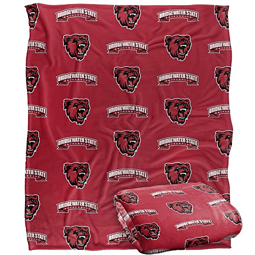 Bridgewater State Univeristy Bears Blanket, 50" x 60", Logo Pattern, Silky Touch Super Soft Throw