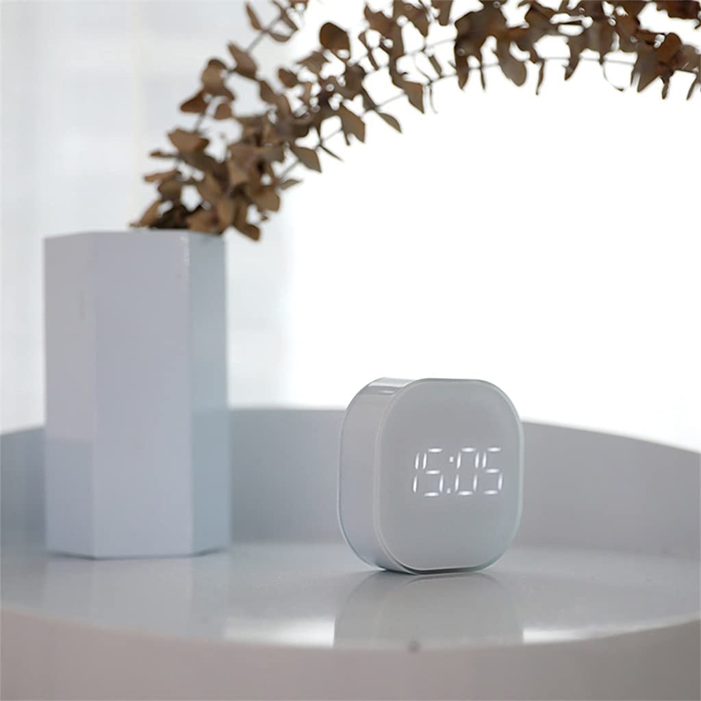Reloj de Pared Mini reloj despertador cuadrado silencioso para mesita de noche, dispositivo inteligente con USB, sensor de temperatura, atracción magnética, reloj mural luminoso, decoración de escrit