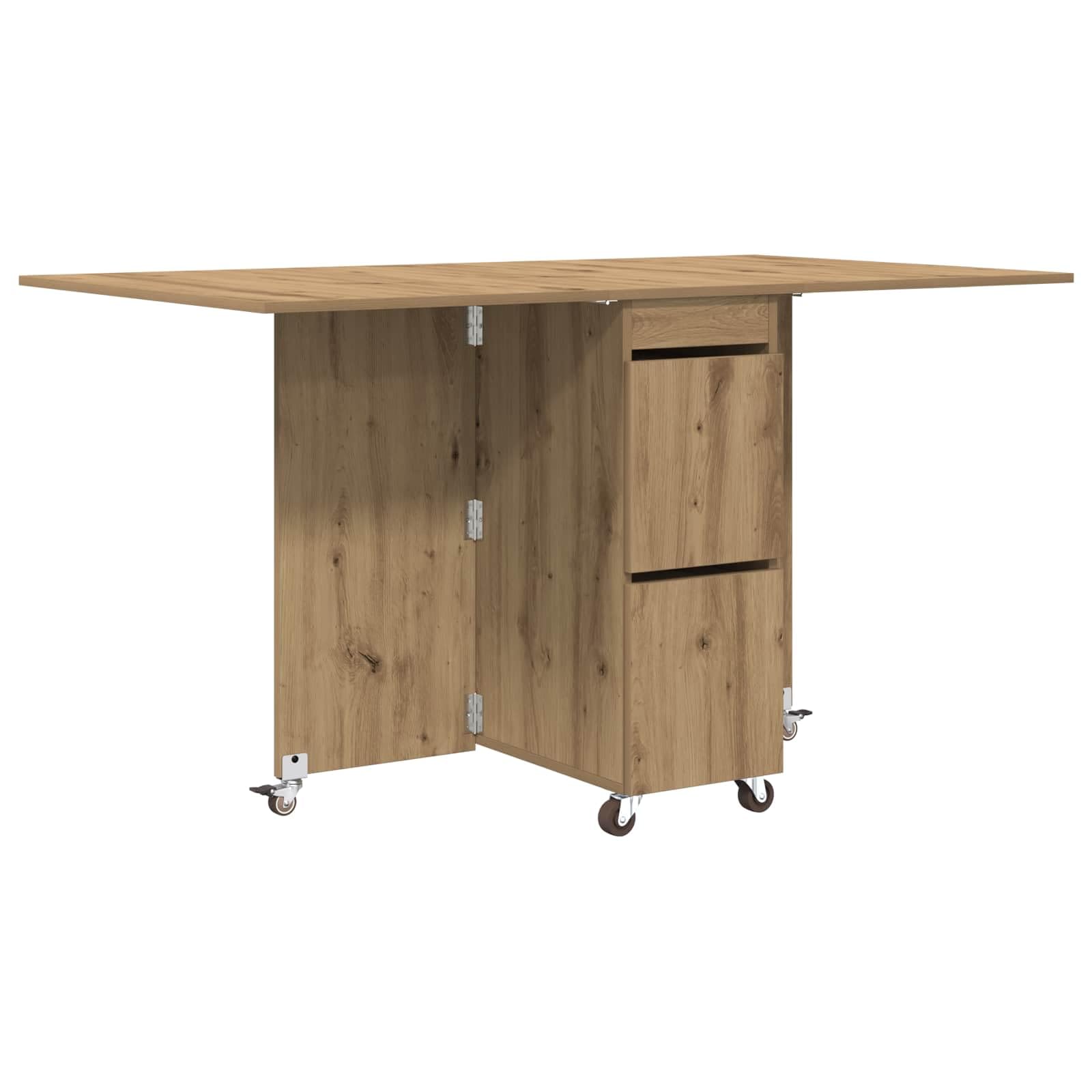 Tavolo da Pranzo Estensibile 140x80x77 cm in Legno Ingegnerizzato | Salvaspazio pieghevole per cucina e soggiorno con vano contenitore interno per riporre accessori ordinatamente.