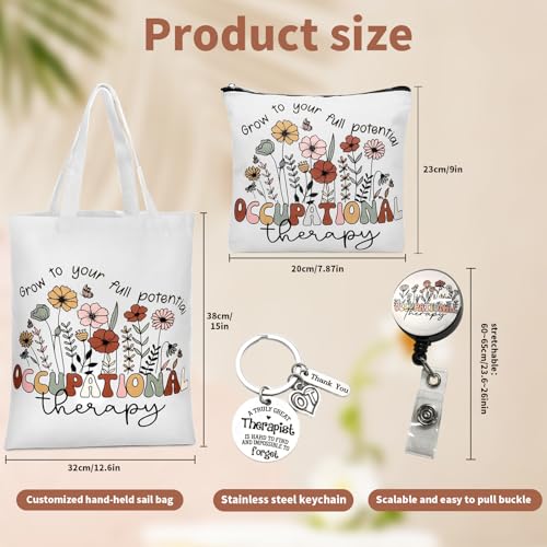 Occupational Therapy Gifts, Occupational Therapy Bag, 4 Pcs That Can Be Given to Professional Medical Practitioner, Including Tote Bag, Makeup Bag, Key Chain and Badge Holder to Show Your Appreciation - Image 3