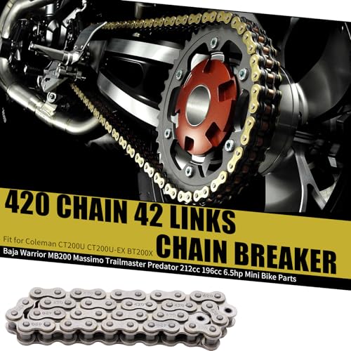 Image of 420 Chain 42 Links + Chain Breaker fit for Coleman CT200U CT200U-EX BT200X Baja Warrior MB200 Massimo Trailmaster Predator 212cc 196cc 6.5hp Mini Bike Parts