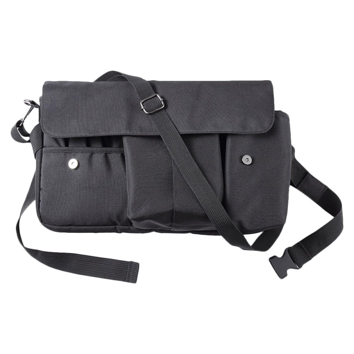 PLAFOPE Borsa Porta Trucchi da Viaggio in Tela Nera Grande Capacità e Cintura Regolabile per Professionale, Pratica e Comoda da Indossare a Mano