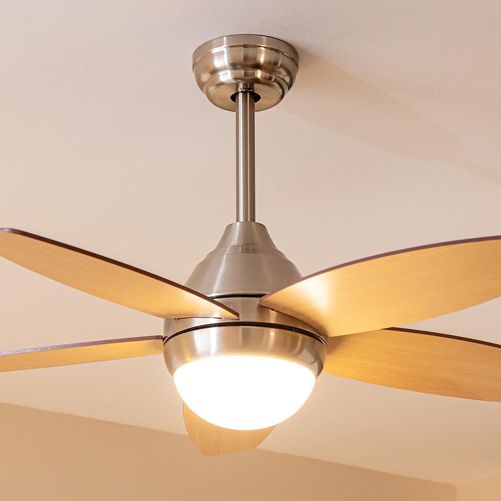 Cecotec Ventilatore da soffitto con luce EnergySilence Aero 495 55 W, diametro 42" con 5 pale reversibili, luce LED, telecomando, timer fino a 8h, 3 velocità