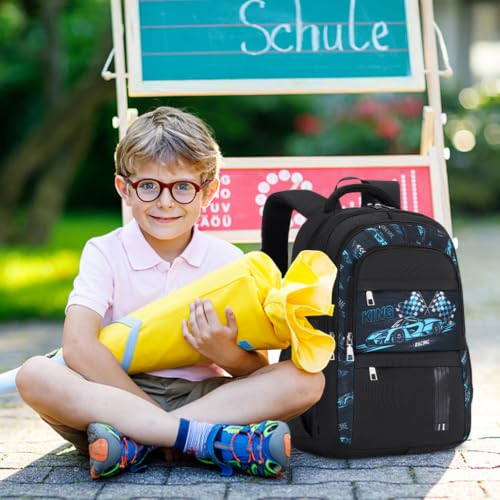 Image of ACESAK Race Car Backpack for Boys - Boy Backpack Schoolbag with Lunch Bag