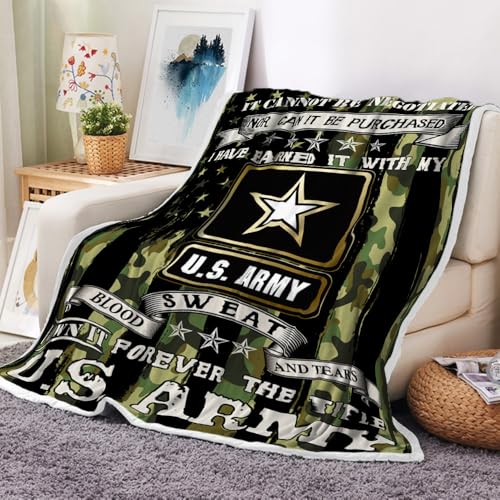 Uokiuki Army American Throw Blanket Adult Boys Army Green Camo Flannel Cozy Fuzzy Plush Couch Throw Blanket Men Vintage Army Throws Decorate The Room and Bedroom Travel
