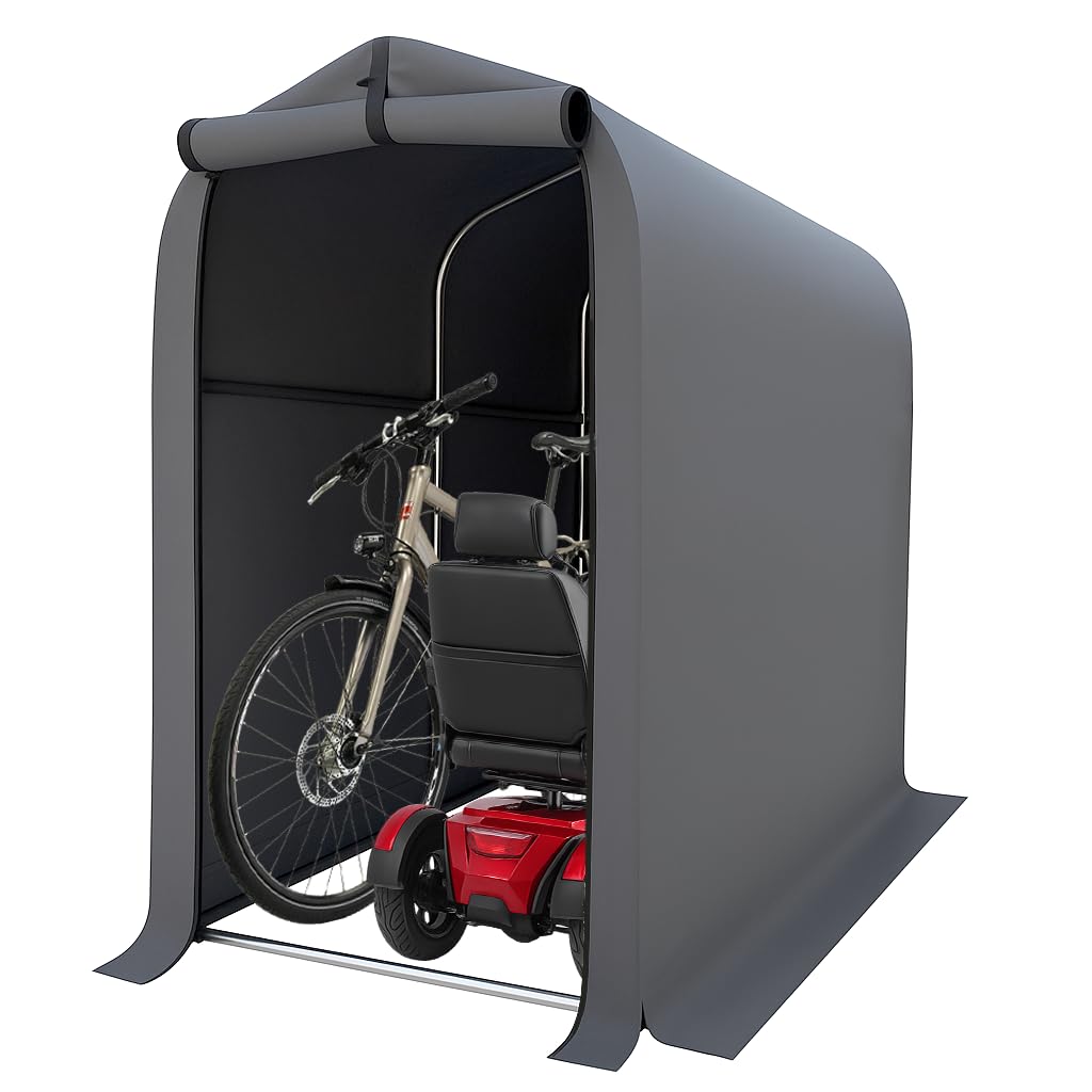 Kapler Bike Shed: 1X1.8m Waterproof UV-resistant Outdoor Bike Storage Tent with Metal Frame PE Cover Portable Garden Shelter Garage for Motorbike Mobility Scooter Garden Tools