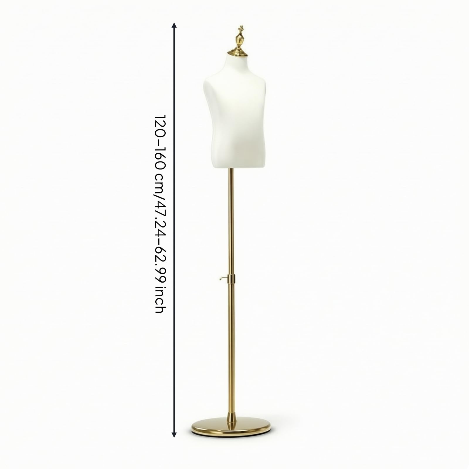 Schneiderpuppe stoffbezogen -Schaufensterpuppe höhenverstellbar Torso für Einzelhändler, Schaufenster, Verkaufsraum, Fotostudio , Goldbasis Goldkopfkappe , 8 Jahre