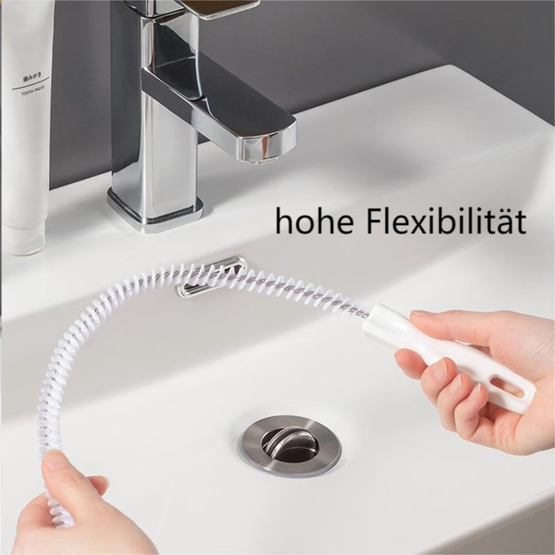 4 Spazzole Flessibili Per Pulizia Tubi E Scarichi 45 Cm - Rimozione Peli E Sporco Per Bagno E Cucina (Bianco)