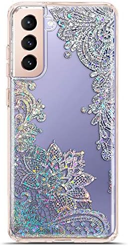 Coolwee Clear Glitter for Galaxy S21 Case Thin Flower Slim Cute Crystal Lace Bling Shiny Women Girls Floral Plastic Hard Back Soft TPU Bumper Protective Cover for Samsung Galaxy S21 Mandala Henna Coolwee Clear Glitter for Galaxy S21 Case Thin Flower Slim Cute Crystal Lace Bling Shiny Women Girls Floral Plastic Hard Back Soft TPU Bumper Protective Cover for Samsung Galaxy S21 Mandala Henna