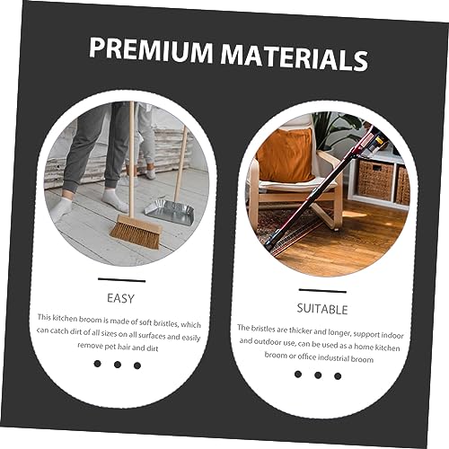 GAROZATION Besen für Den Innenbereich Bodenbesen Stiel-borstenbesen für Die Küche Weiche Borsten Boden Holz- und Metallkonstruktion Schwarz – Bild 8