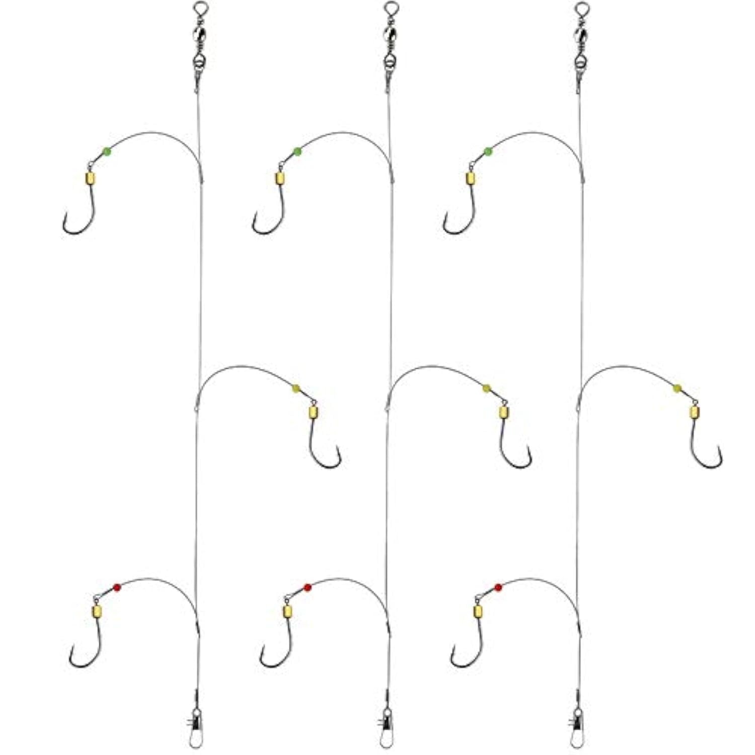 ANNIBBY Fishing Hook Rig, 5-Piece Carbon Steel Spear Point Hooks with Swivel and Snap