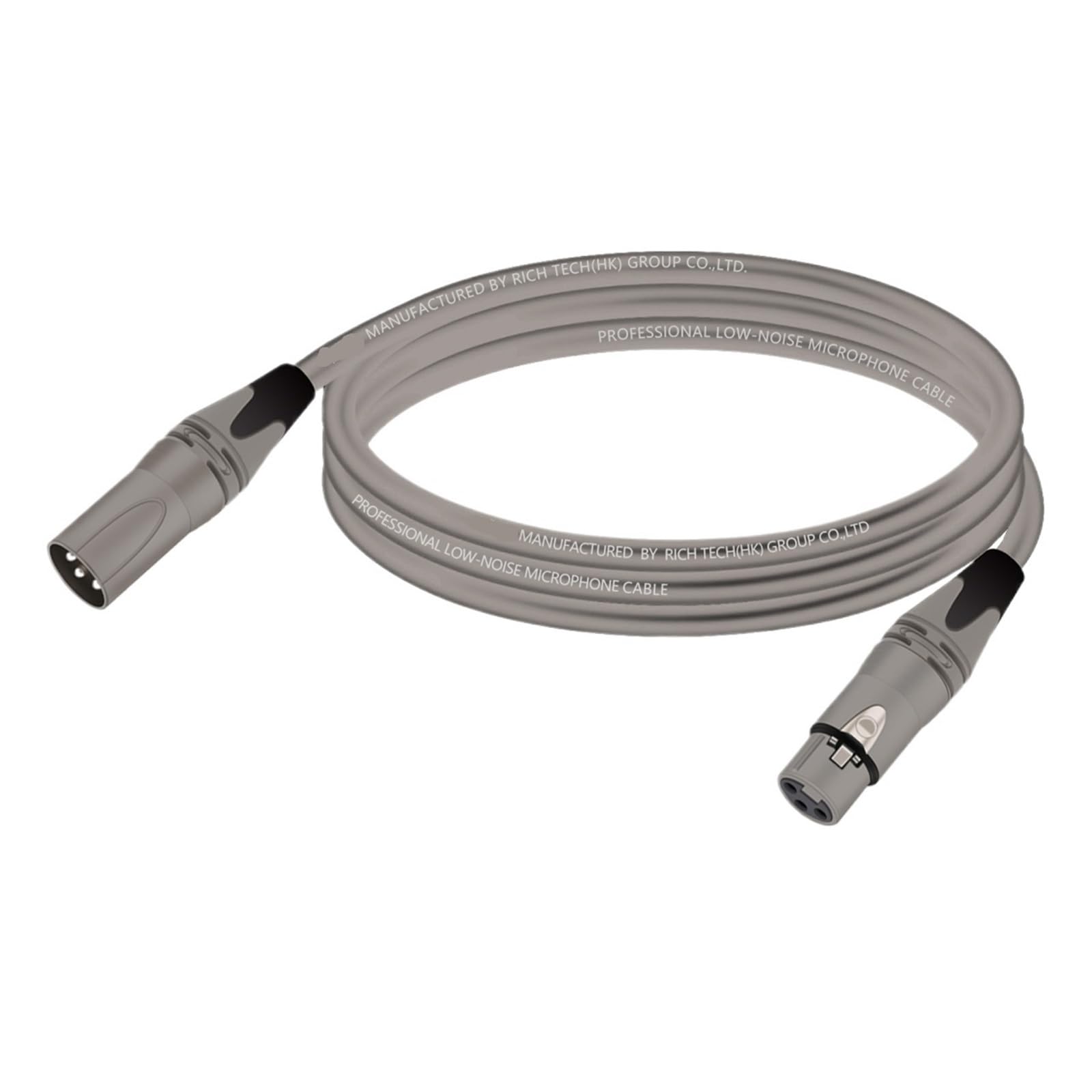 3-pinowy kabel XLR męski na żeński, OFC miedziane ekranowane złącza plastikowe do miksera wzmacniacz mikrofonowy 0,3m 1m 2m 3m 5m 10m 15m 1 sztuka (D1003-szary, 0,5m)