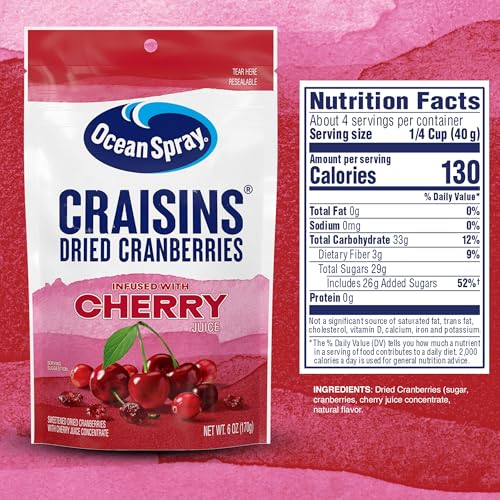 Image of Ocean Spray Craisins Sweetened Dried Cranberries, Flavor Pack (Sour Blueberry Lemon, Chili Lime, Cherry)