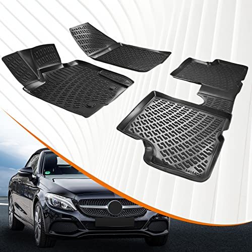 Trimak Tapis de Sol 3D pour Voiture - Compatible avec Mercedes Classe C W205 2014-2021 - Accessoires de Voiture Gamme de Tapis en Caoutchouc TPE, Toutes Saisons, inodore, antidérapant, Schwartz