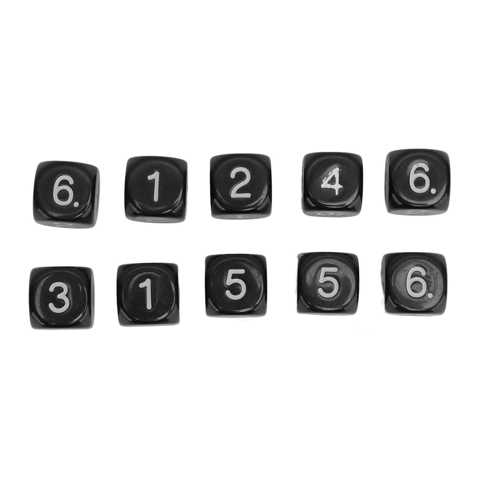 20PCS 6mm Plastic Number Dice Set for Hing and Board Games with C Numerals (Black)