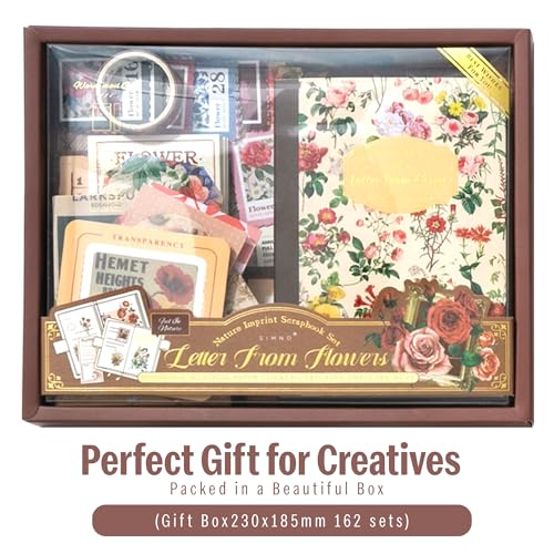 Image of The AutoStory Postmark Scrapbook Album A6 Junk Journal Stickers Art Collage Papers Washi Tape DIY Craft Diary Embellishment Accessories Decoration Gift for Teens Girls (Letter from Flowers, Brown)