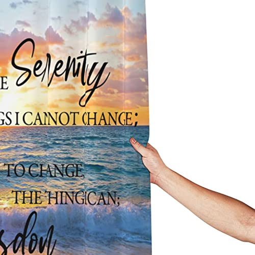 Beach Coastal Ocean Shower Curtain Christian Serenity Prayer Shower Curtains Seascape Seaside Sunset Shower Curtain Quick-drying Polyester Fabric Bathroom Decor with Plastic Hooks 60x72 Inches - Image 6
