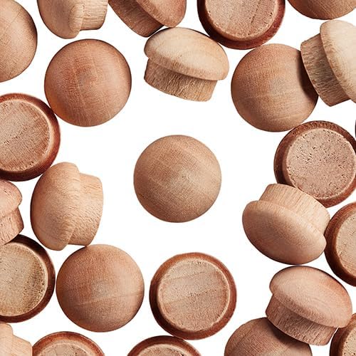 WidgetCo 1/2" Cherry Button Top Wood Plugs, Woodworking Plugs, Can Be Sanded, Stained, or Painted (Qty 250)