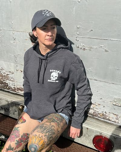 Demons Behind Me Unbreakable Unisex Heathered Charcoal Hoodie3