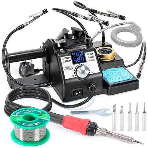 YIHUA 926LED-IV Station de soudure 110W EVO 90~480°C Kit de soudure avec 4 mains secourables, 1 loupe avec éclairage LED, 5 pannes à souder...