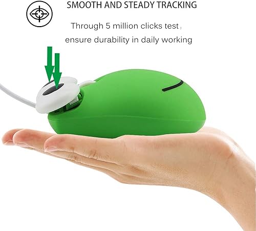 Miniatura 2 de Ratón con cable, lindo ratón de computadora con forma de rana de animales, USB de dibujos animados, pequeños ratones ópticos con cable de 1600 DPI,